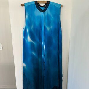 Elie Tahari Blue Sleeveless Silk Caftan Dress